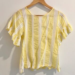 BP Tie Back Yellow and White Striped Short Sleeve Top
